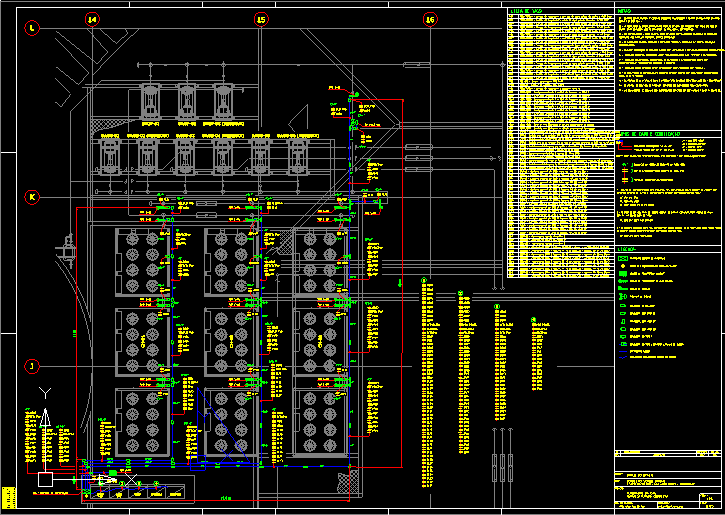 Folha de projeto com planta baixa contendo infraestrutura de projeto de automação feito em AutoCAD