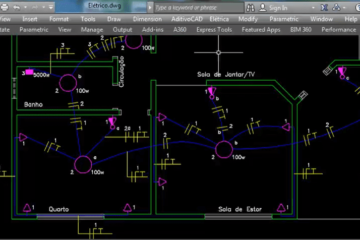 Projeto de diagrama unifilar feito em AutoCAD